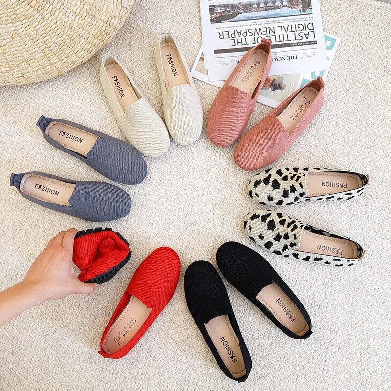 2022 Women's Flat Shoes New Ballet Breathable Work Pointed Pumps Boat Shoes Moccasin Mixed Color Girls Loafers Ladies Zapatos De