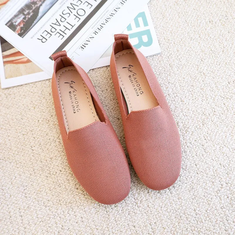 2022 Women's Flat Shoes New Ballet Breathable Work Pointed Pumps Boat Shoes Moccasin Mixed Color Girls Loafers Ladies Zapatos De