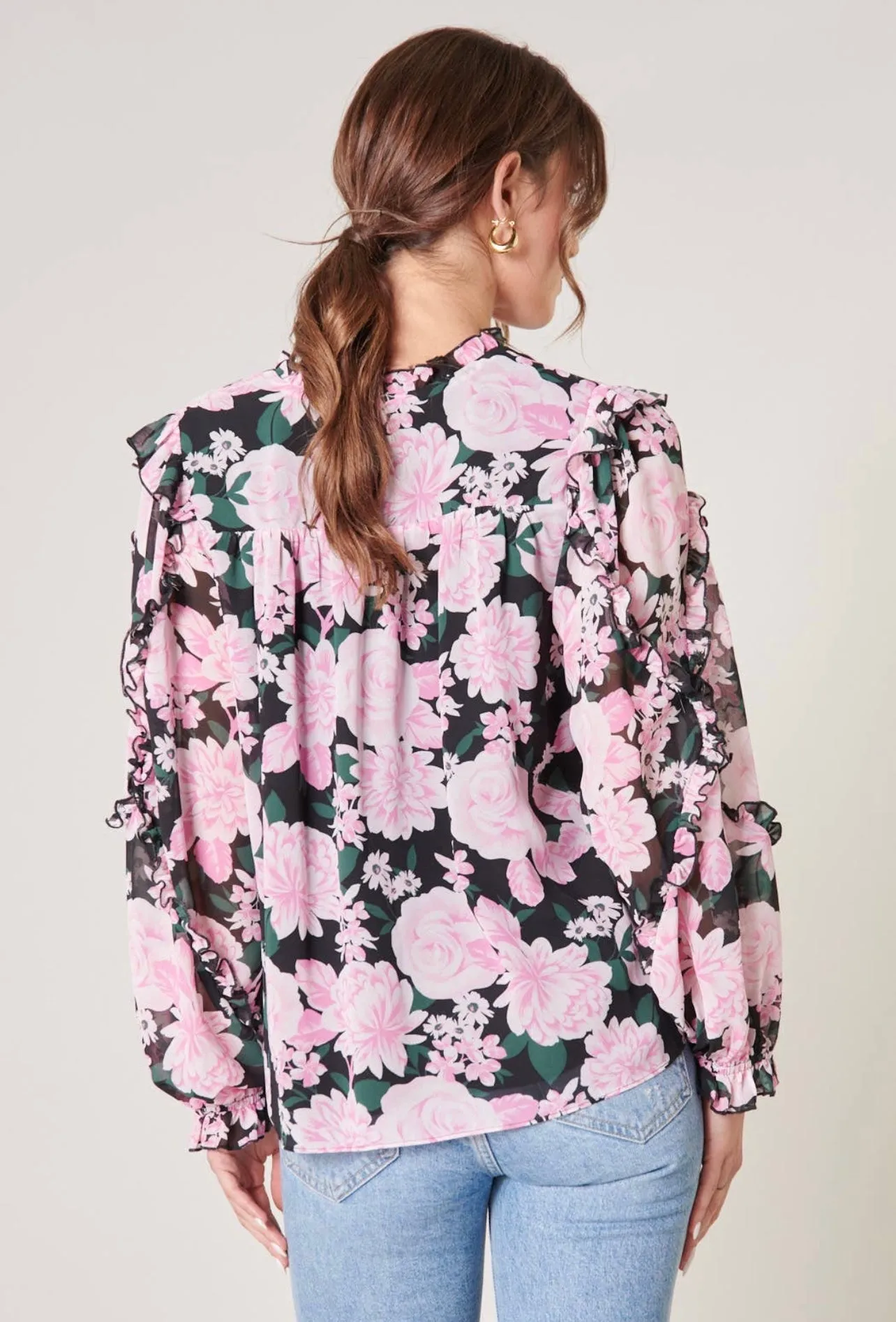 Angelica Floral Raj Ruffle Blouse