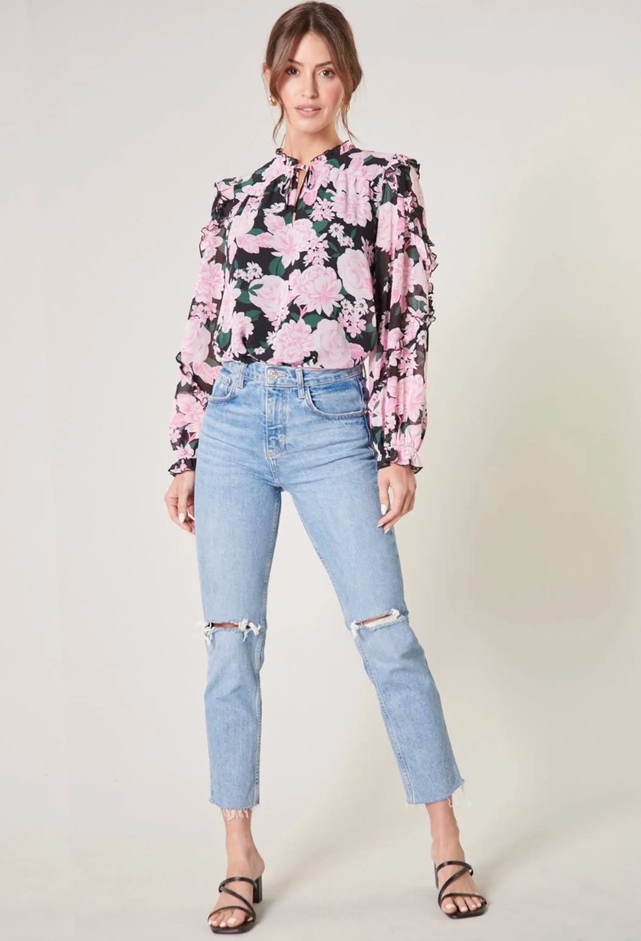 Angelica Floral Raj Ruffle Blouse