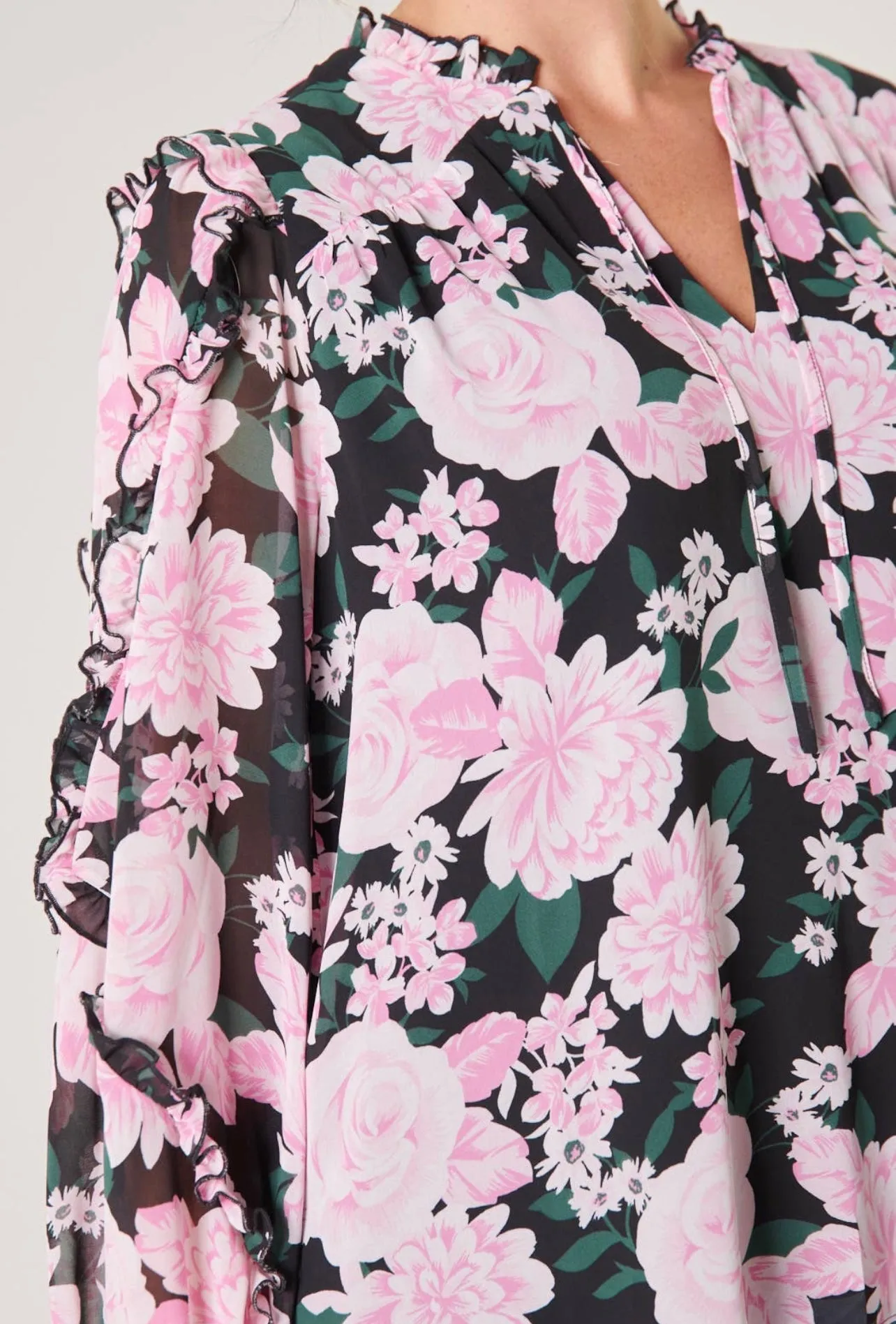 Angelica Floral Raj Ruffle Blouse