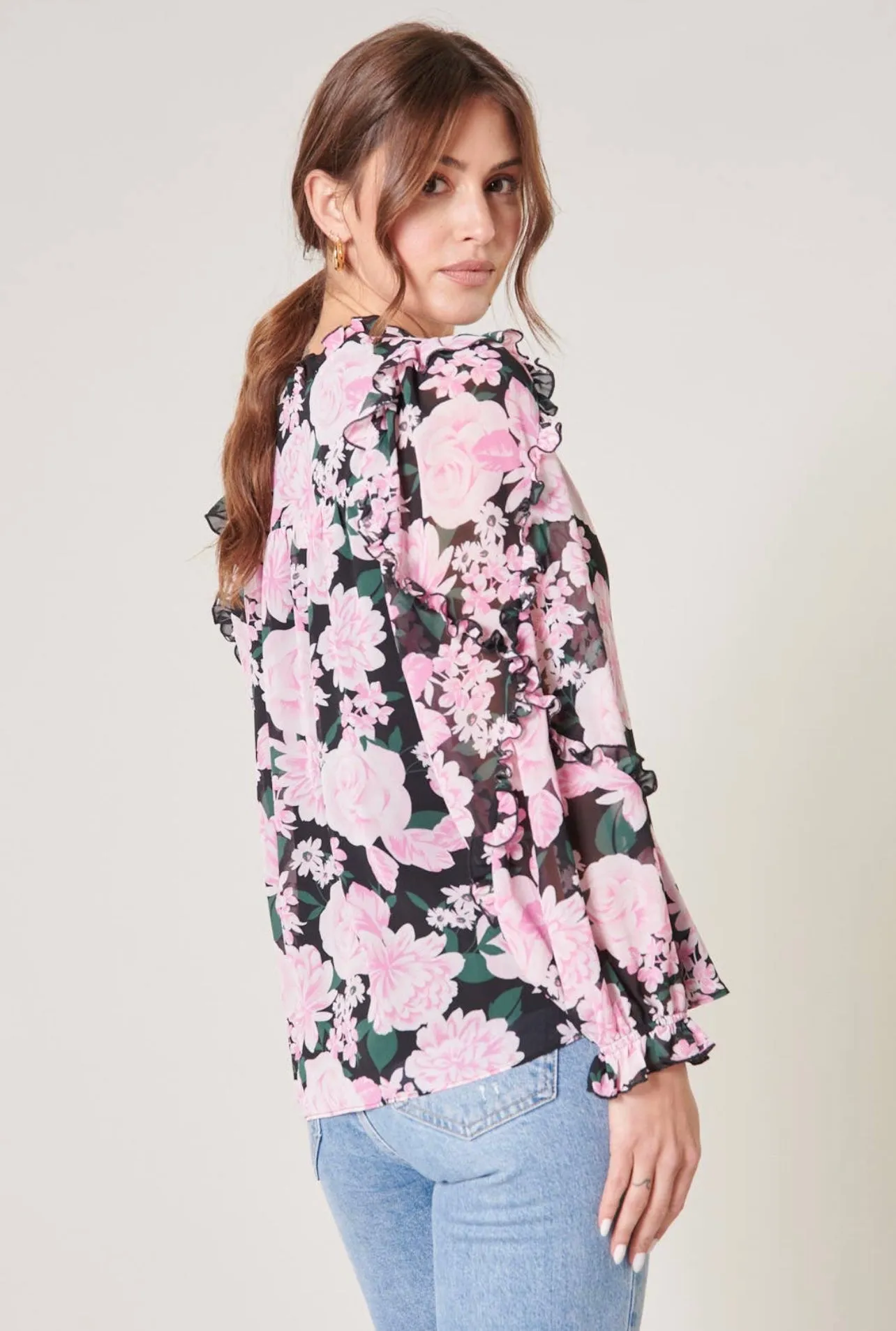 Angelica Floral Raj Ruffle Blouse