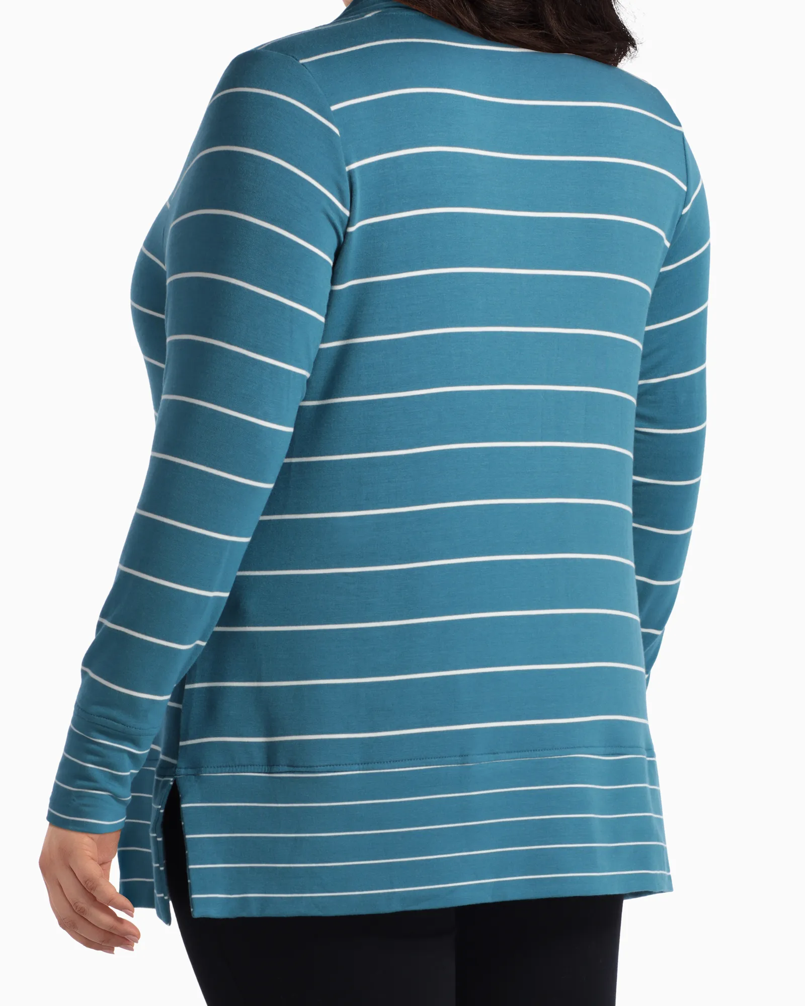 April Cowl Neck Tee | Turquoise / White