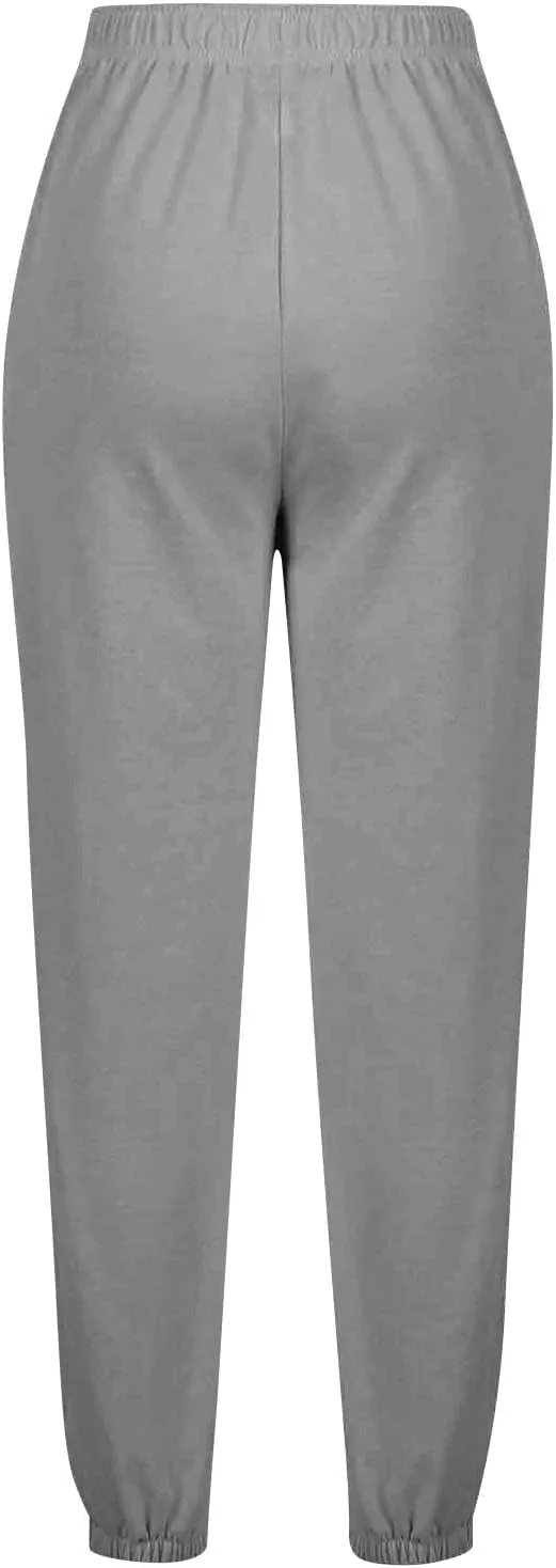 Baggy Sweatpants for Women Lightweight Elastic High Waisted Sweatpants Joggers with Pockets Comfy Lounge Pants Trousers