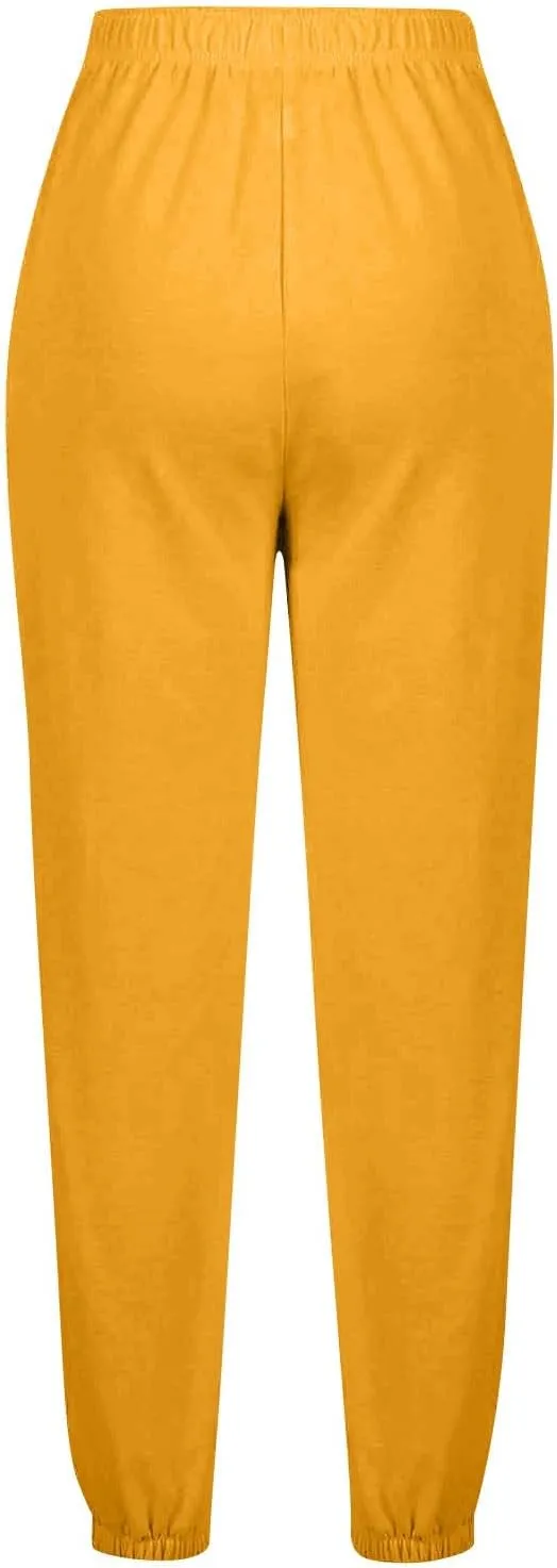 Baggy Sweatpants for Women Lightweight Elastic High Waisted Sweatpants Joggers with Pockets Comfy Lounge Pants Trousers