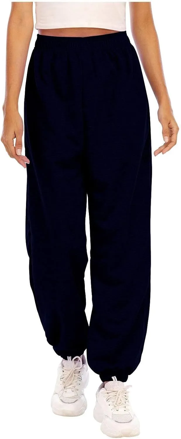 Baggy Sweatpants for Women Lightweight Elastic High Waisted Sweatpants Joggers with Pockets Comfy Lounge Pants Trousers
