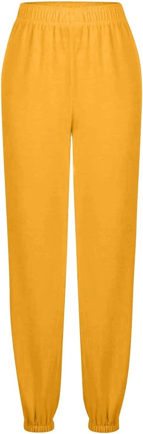Baggy Sweatpants for Women Lightweight Elastic High Waisted Sweatpants Joggers with Pockets Comfy Lounge Pants Trousers