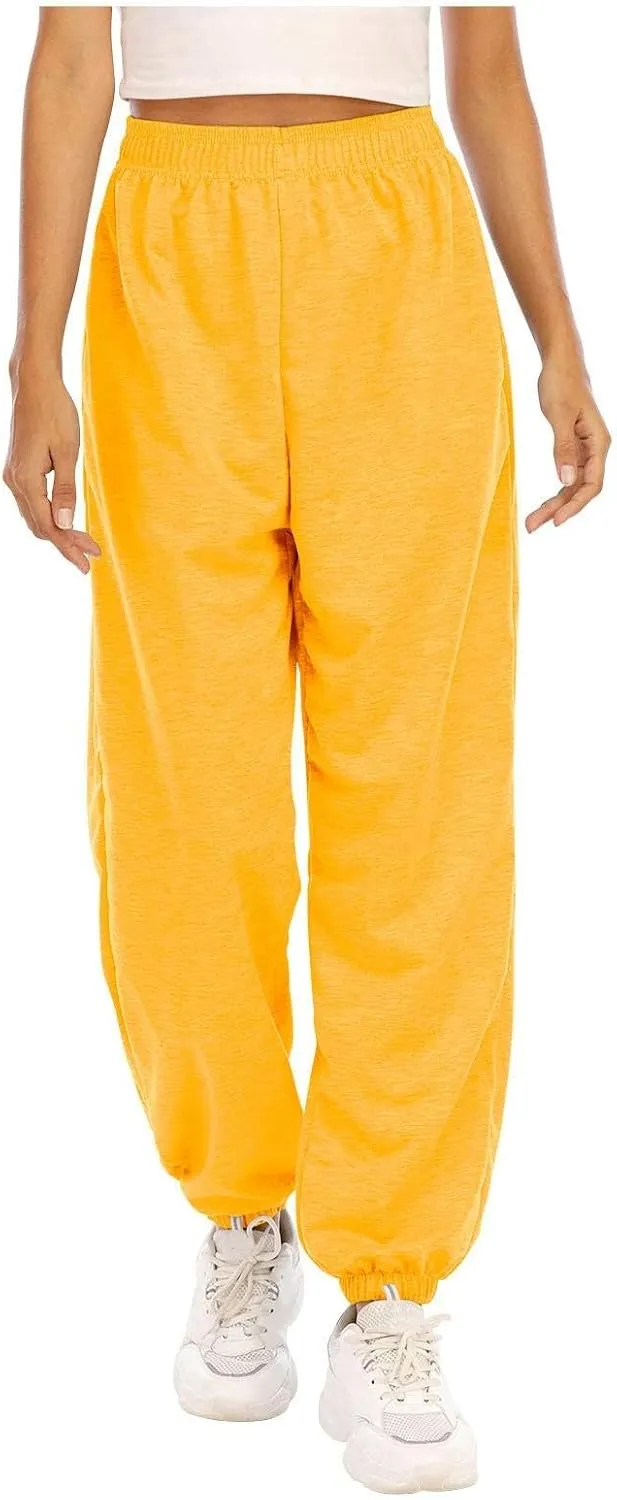 Baggy Sweatpants for Women Lightweight Elastic High Waisted Sweatpants Joggers with Pockets Comfy Lounge Pants Trousers