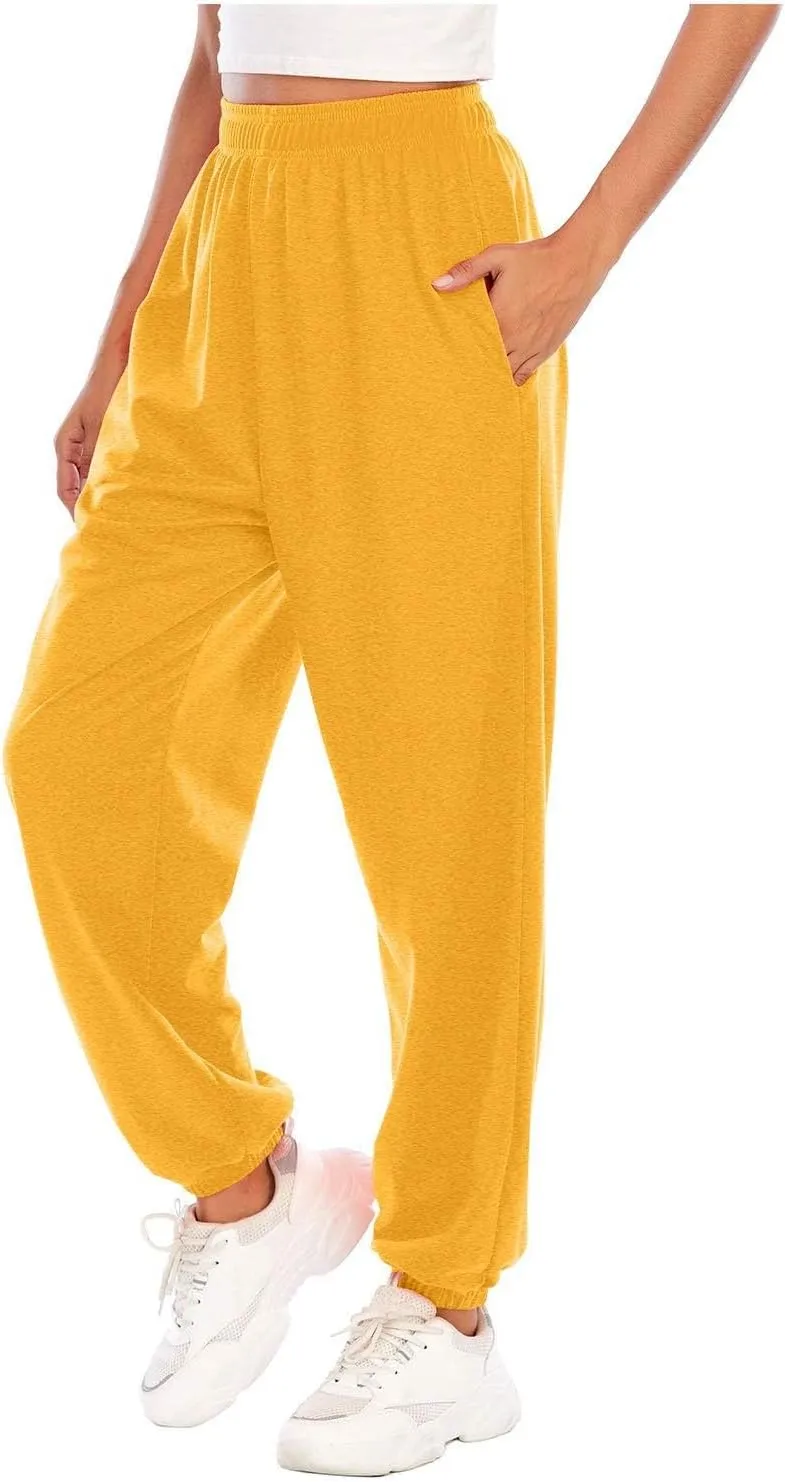 Baggy Sweatpants for Women Lightweight Elastic High Waisted Sweatpants Joggers with Pockets Comfy Lounge Pants Trousers
