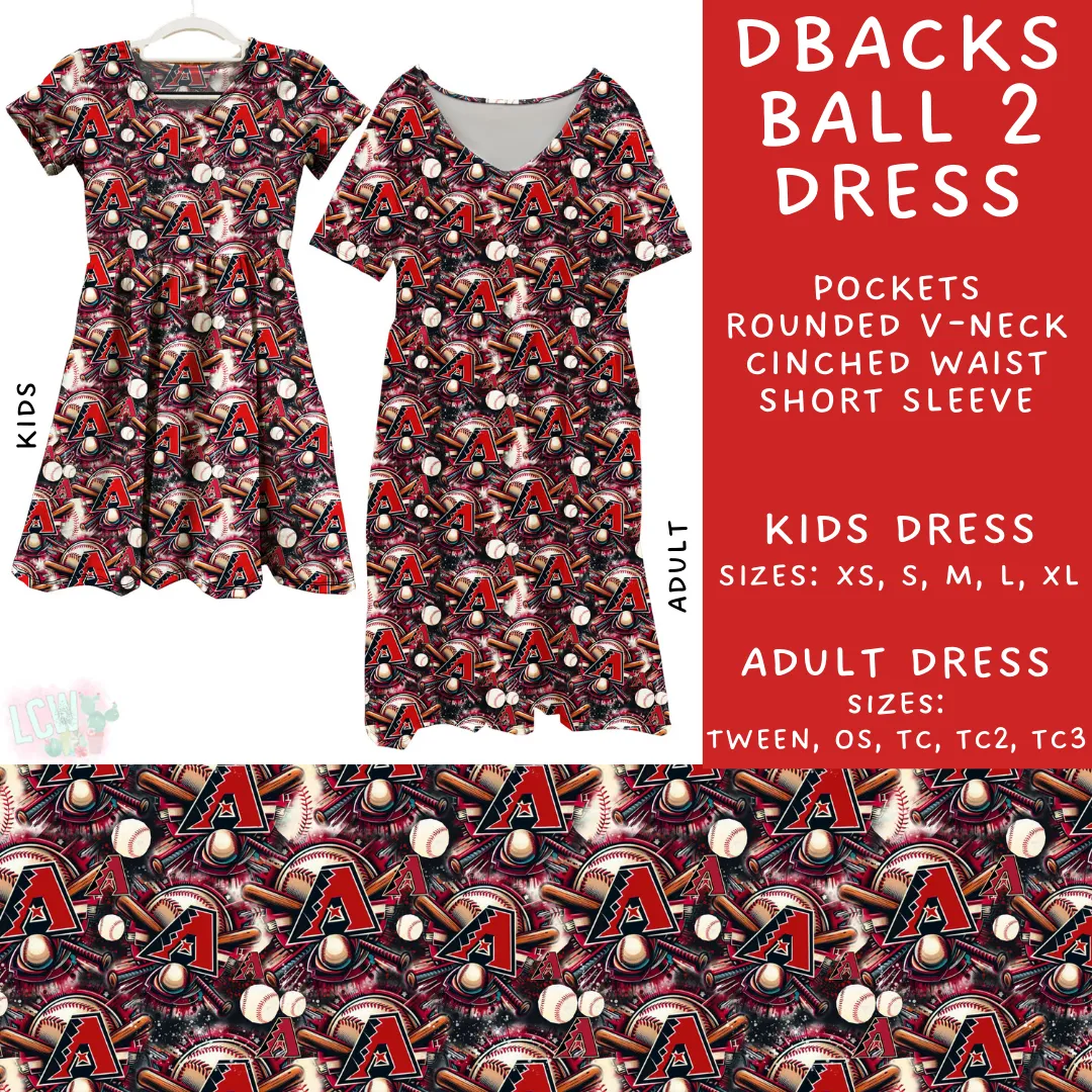 Batch #296 - Strike Out - Closes 2/28 - ETA late April - DBacks Ball 2 Adult & Kids Dresses