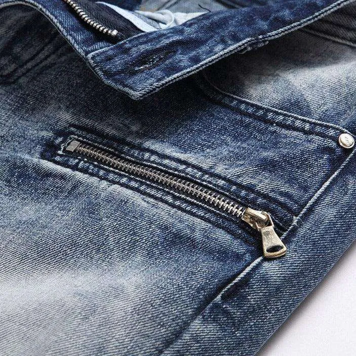 Biker jeans with zippers