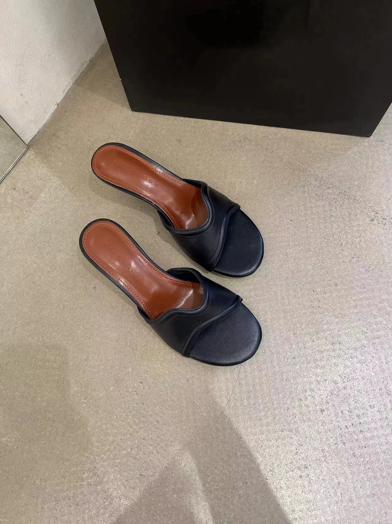 binfenxie  -  Open Toe Women Slippers Slides Mules Shoes Thin High Heels Black Gold Casual Mules Shoes Stiletto Party Pumps Fashion Office 39