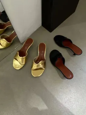 binfenxie  -  Open Toe Women Slippers Slides Mules Shoes Thin High Heels Black Gold Casual Mules Shoes Stiletto Party Pumps Fashion Office 39