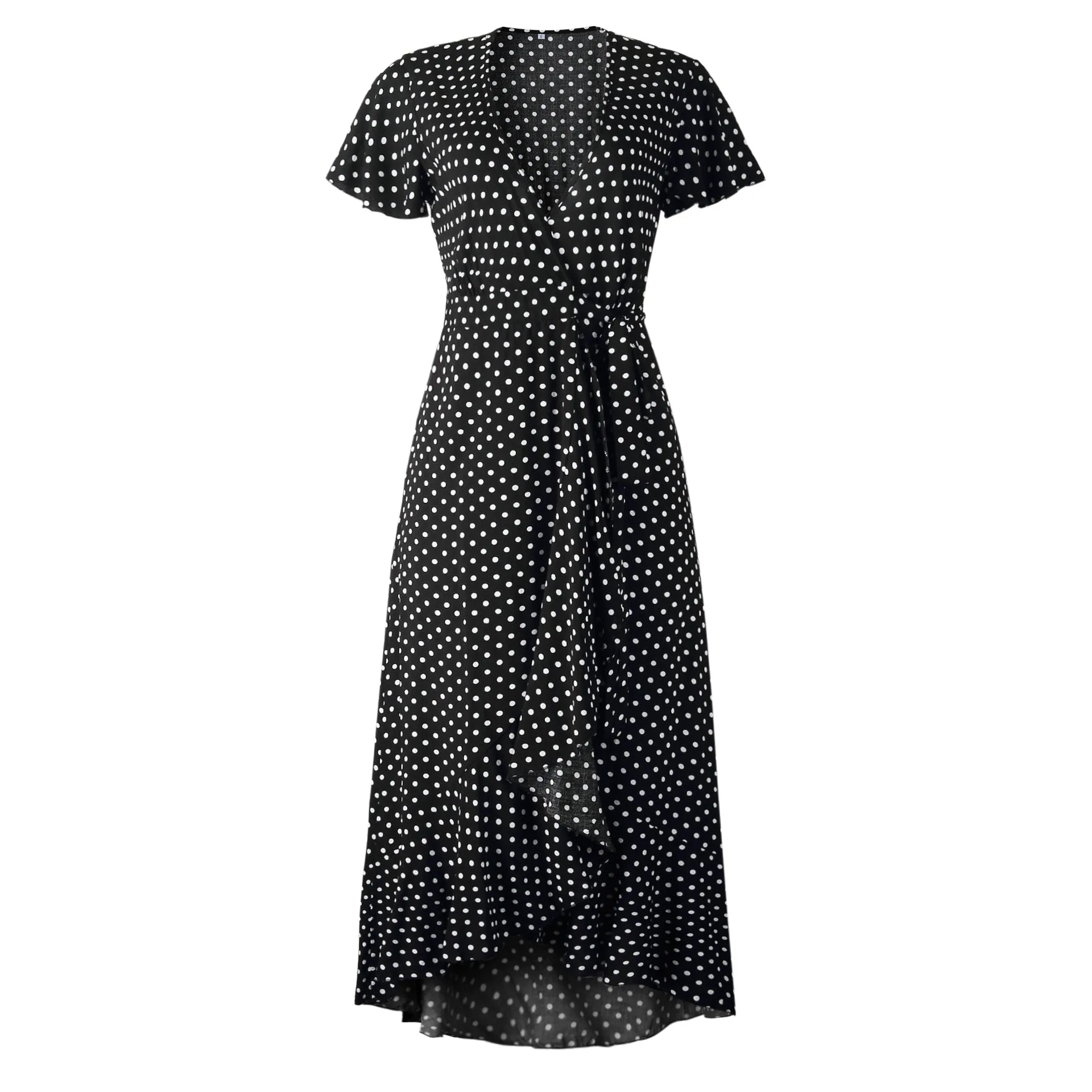 Boho Ruffle Trim Wrap Dress
