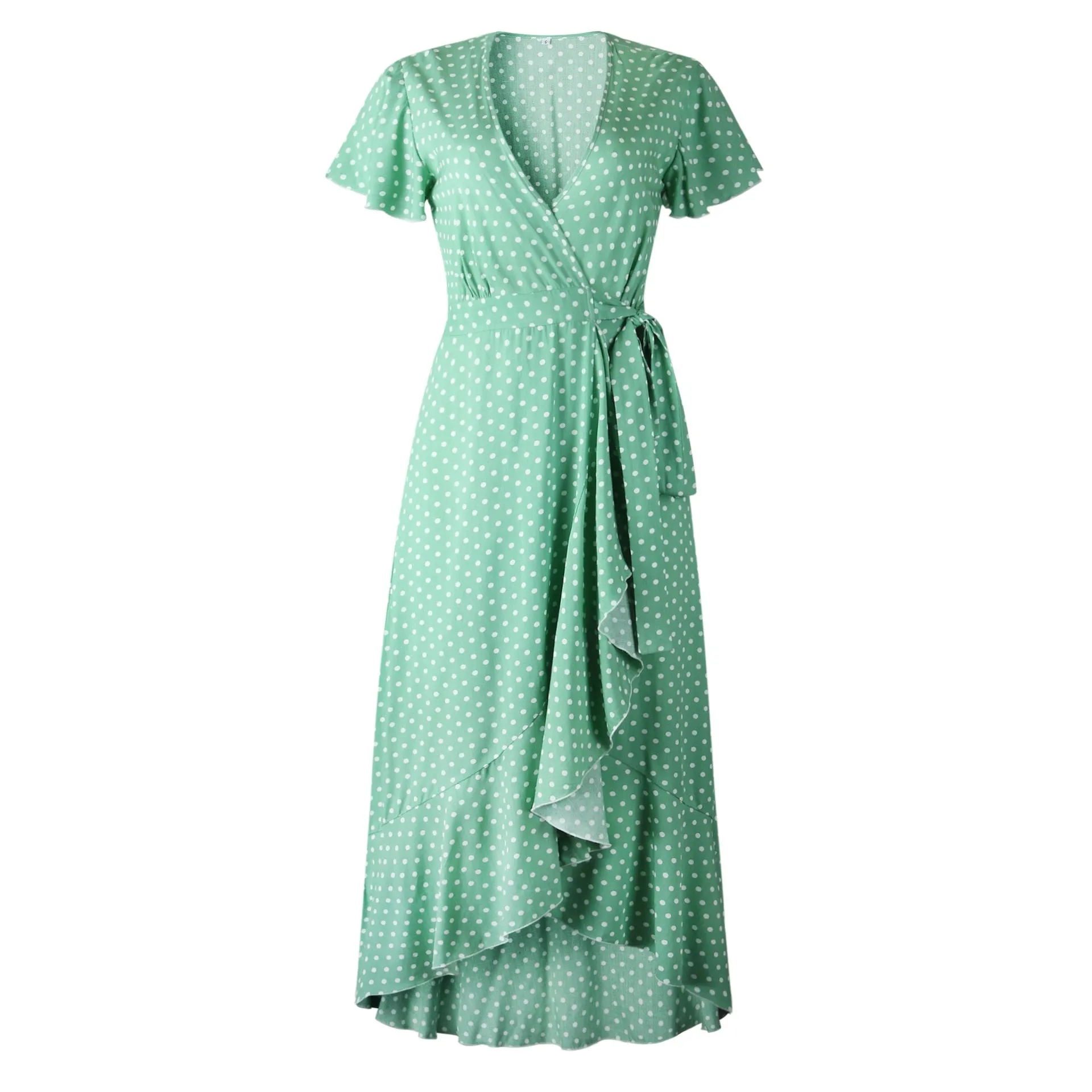 Boho Ruffle Trim Wrap Dress