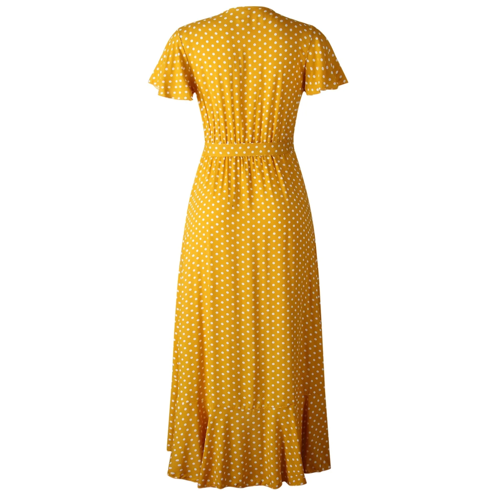 Boho Ruffle Trim Wrap Dress