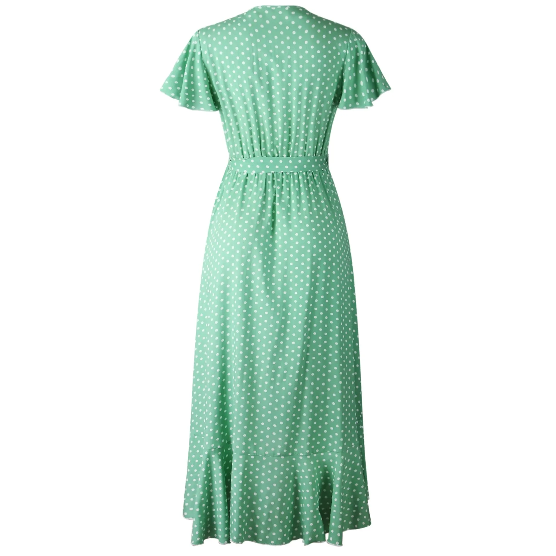 Boho Ruffle Trim Wrap Dress