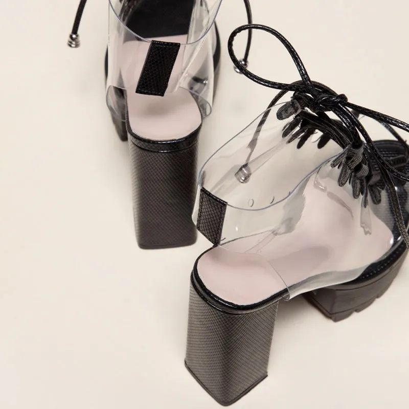 Candy transparent PVC thick heel Boots