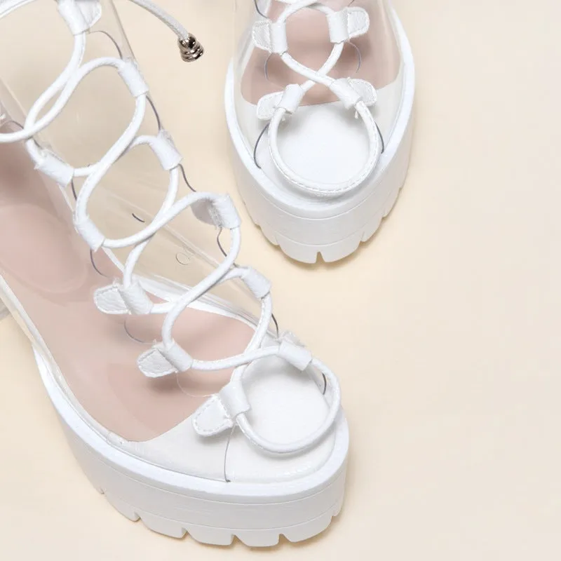 Candy transparent PVC thick heel Boots