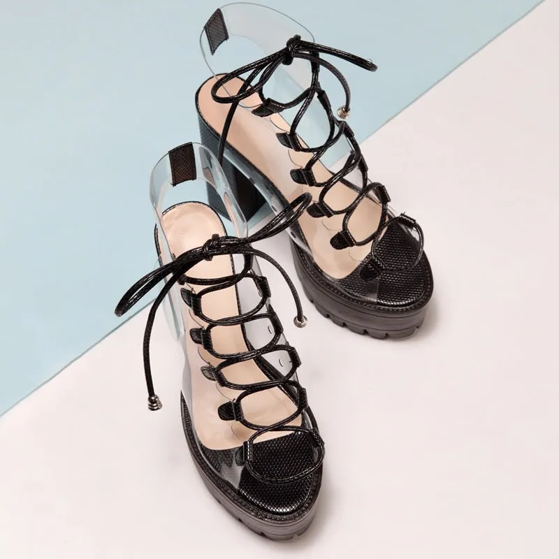 Candy transparent PVC thick heel Boots