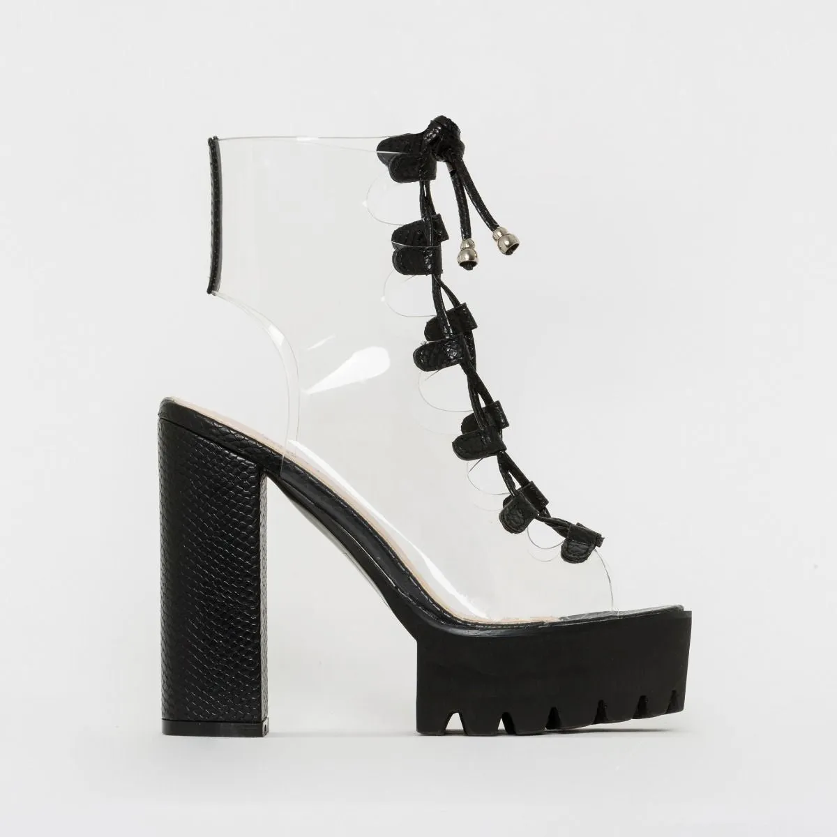 Candy transparent PVC thick heel Boots