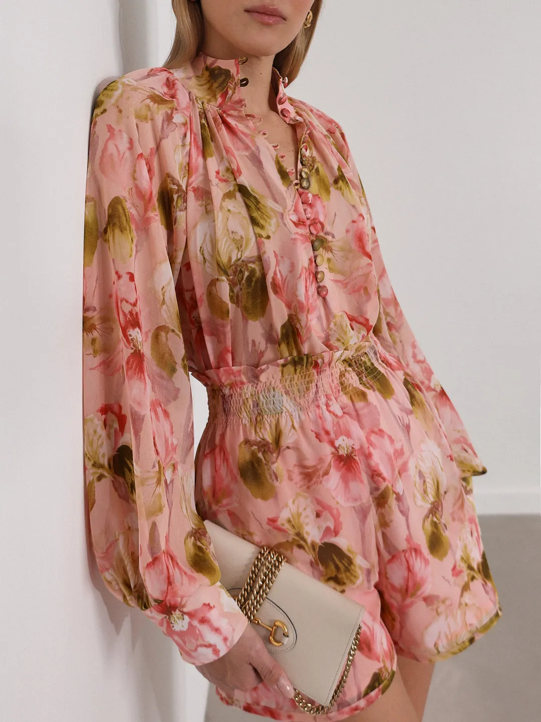 Carlotta Shirred Waist Shorts | Pink Mix
