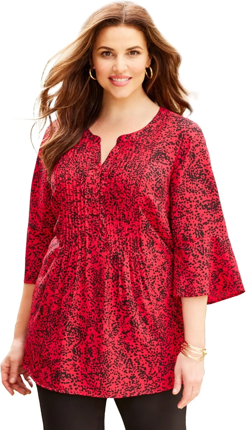 Catherines Women's Plus Size Georgette Pintuck Blouse