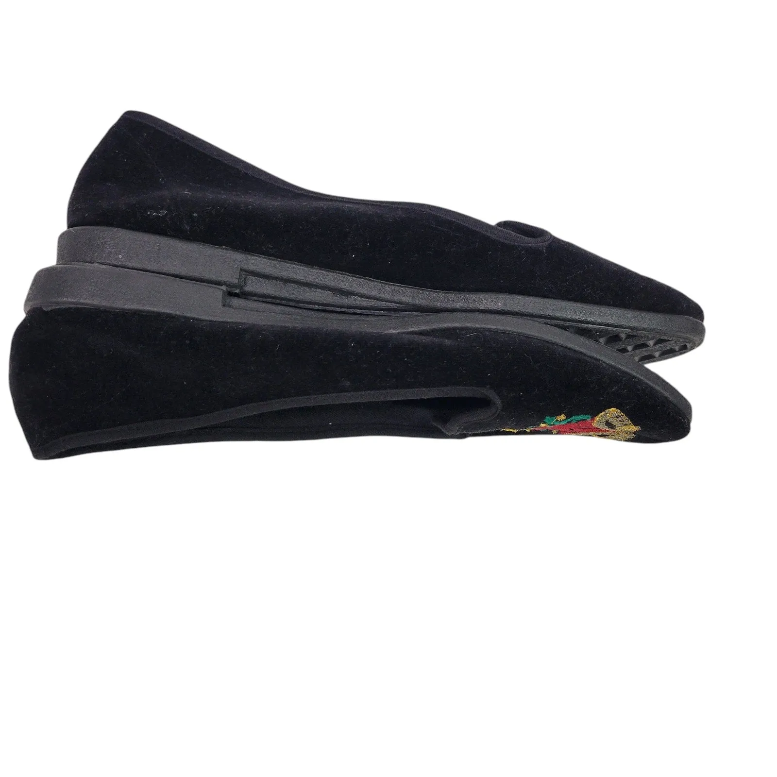 Christmas Bells Flats Black Velvet Velour Loafers Festive Holiday XMas Shoes 8