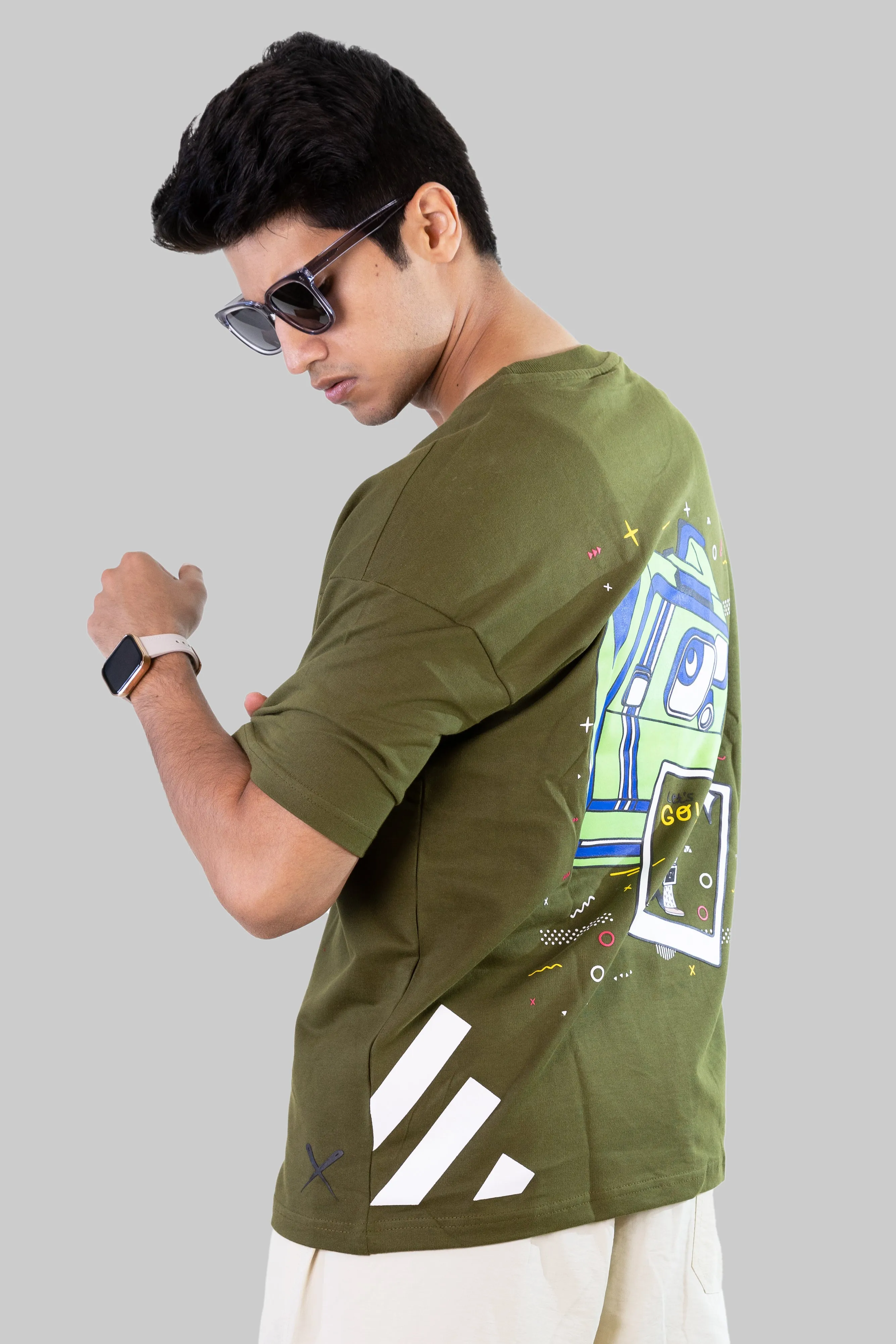 Clickin Simpson Drop Tee - Olive Green