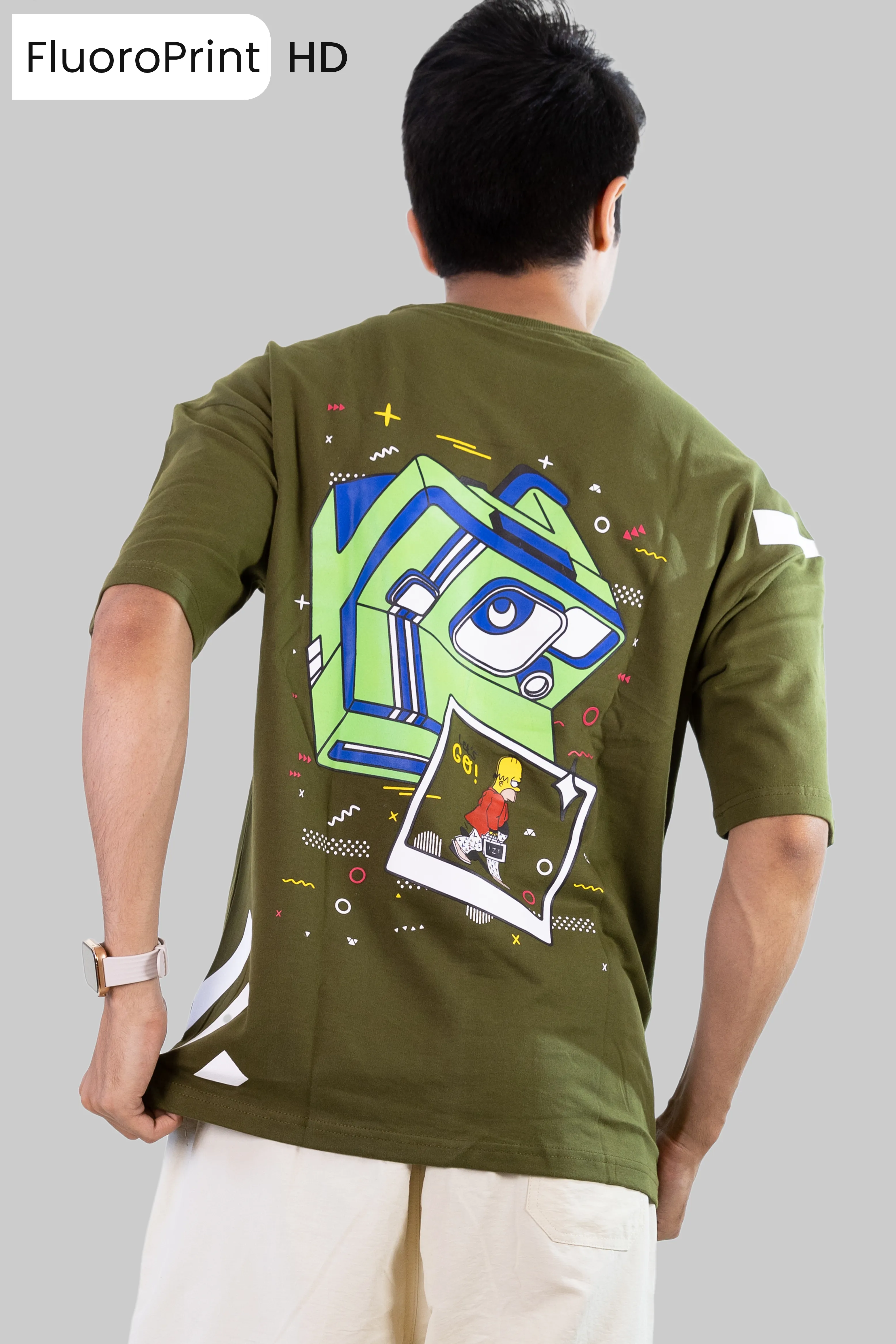 Clickin Simpson Drop Tee - Olive Green