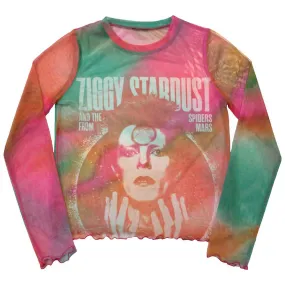 David Bowie | Ladies Long Sleeve Official Band T-Shirt | Ziggy v2 (Mesh)