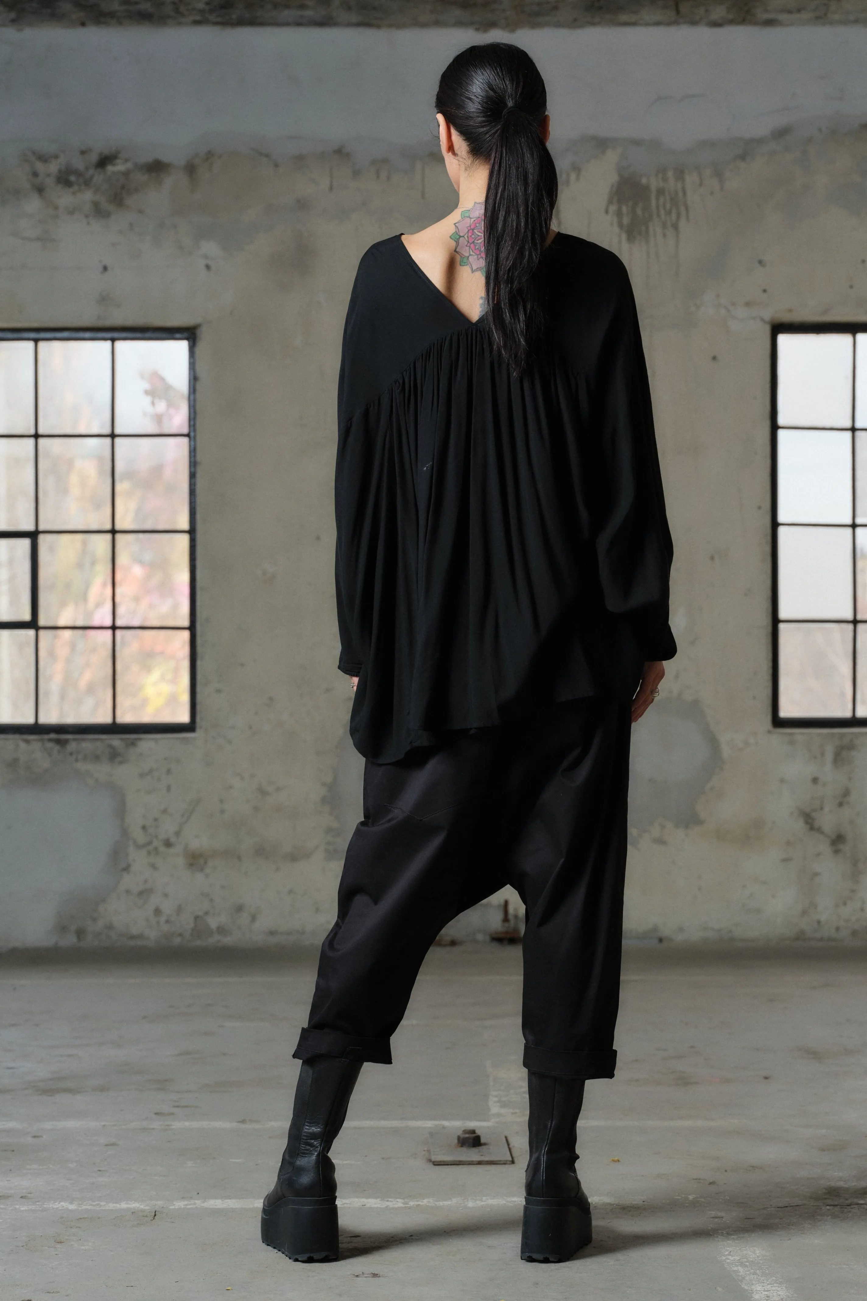 Ethereal viscose blouse with V-neck
