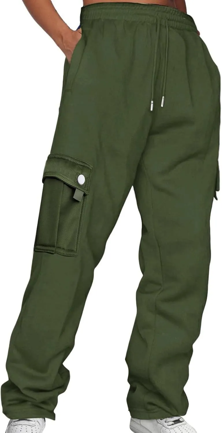 Fleece Sweatpants Waisted Loose Sweatpants Comfortable High Waisted Jogging Pants with Womens Wide Leg Sweatpants