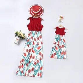 Floral Print Tank Dress for Mommy and Girl