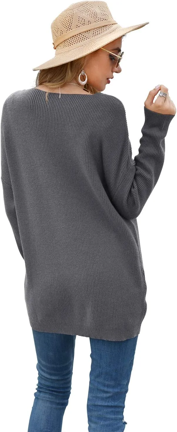 Iandroiy Women's Batwing Sleeve Off Shoulder Loose Oversized Baggy Tops Sweater Pullover Casual Blouse T-Shirt