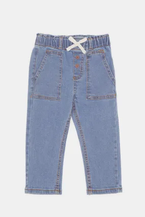 Infant Girls Blue Jeans With Bow Detail