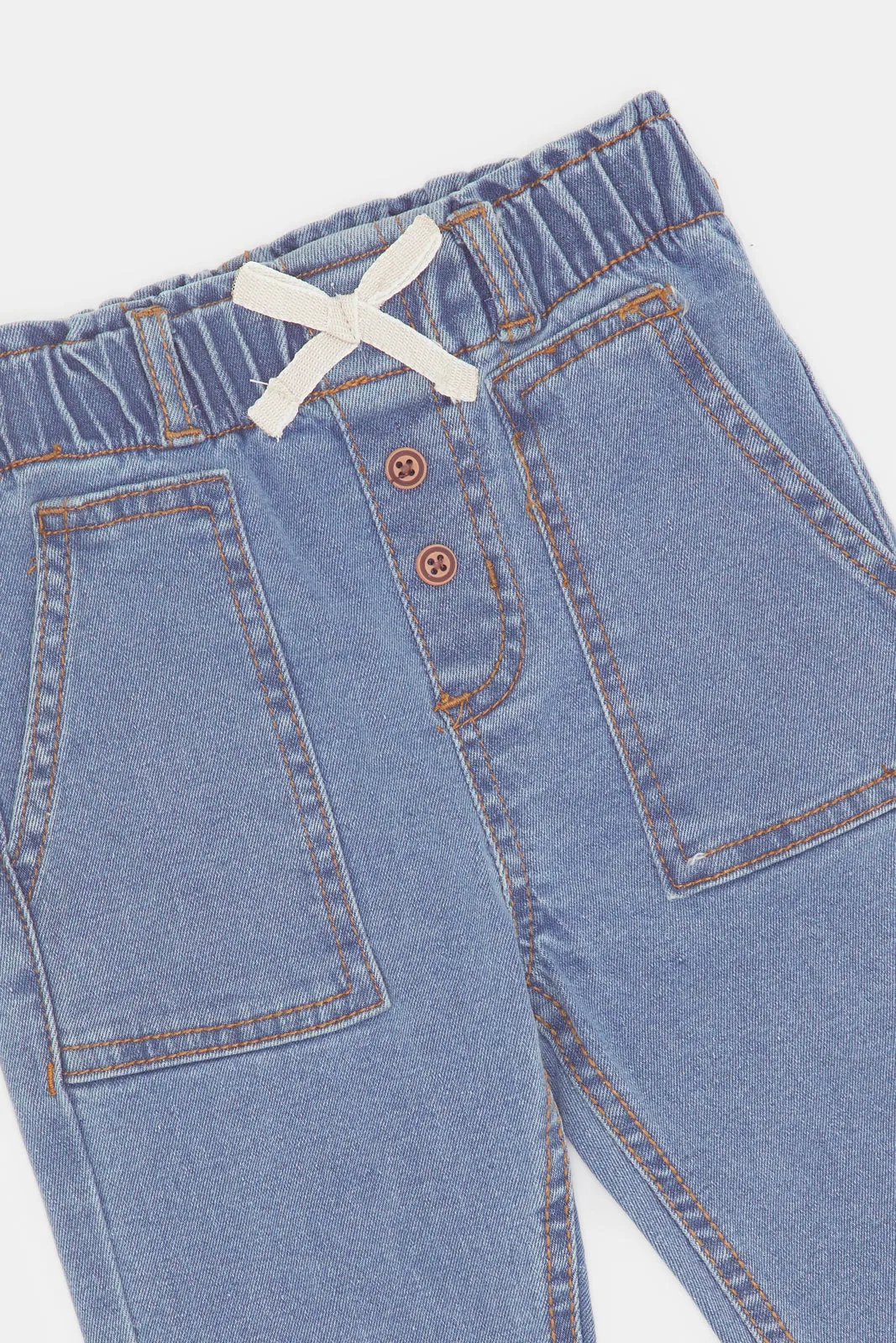 Infant Girls Blue Jeans With Bow Detail