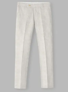 Italian Linen Herringbone Natural Beige Pants