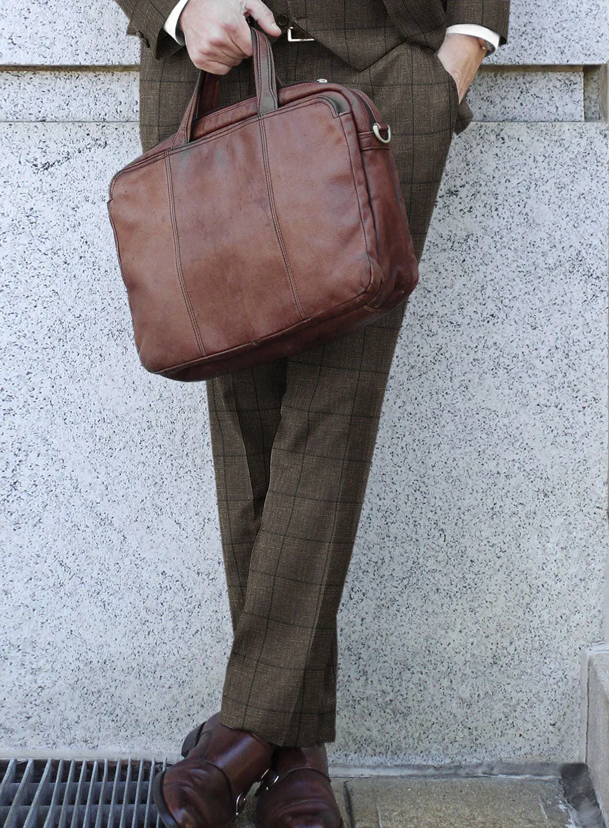 Italian Murano Paleno Brown Wool Linen Pants