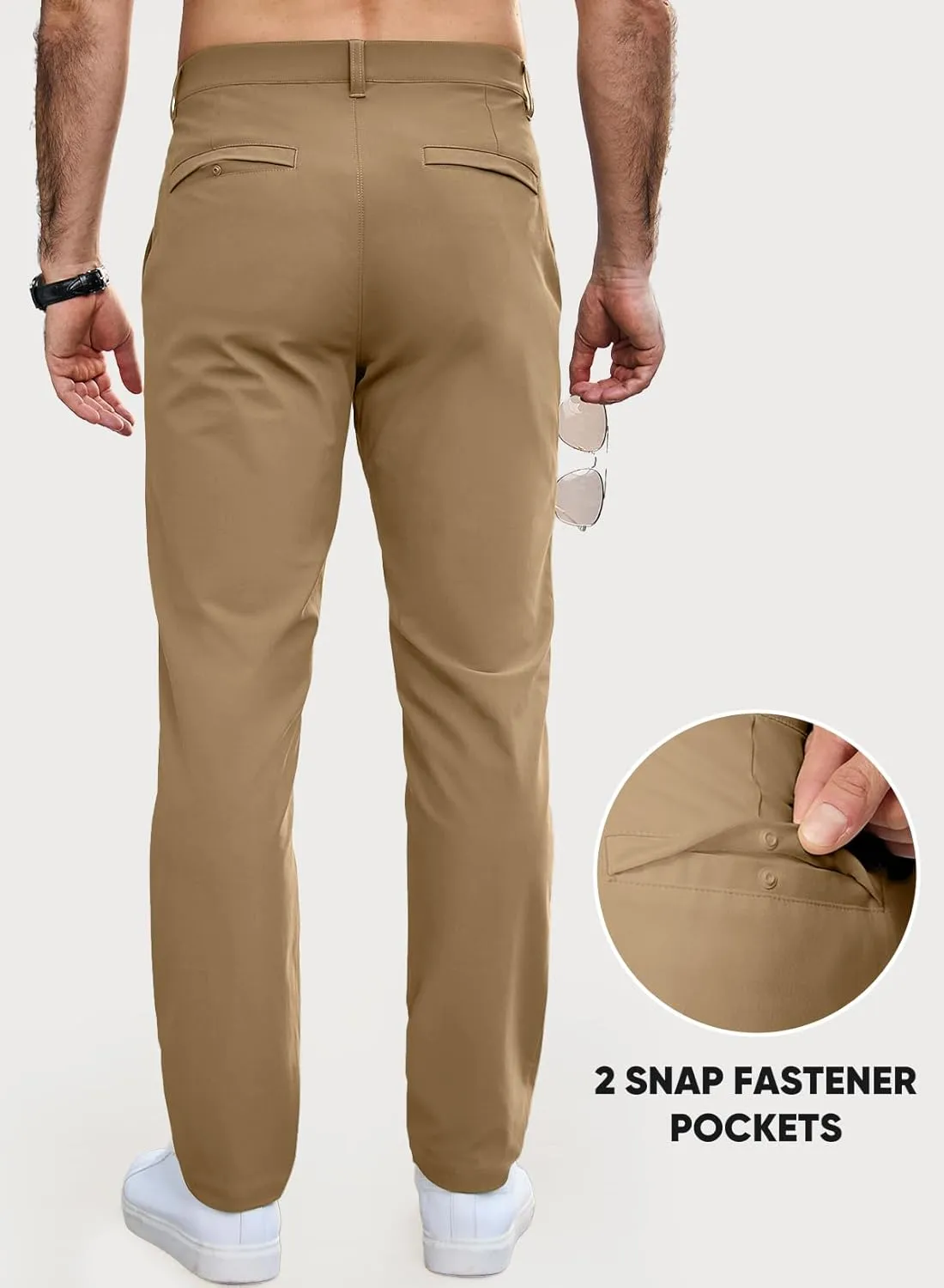 JMIERR Mens Chino Pants Casual Stretch Golf Pants Waist Tapered Trousers Lightweight Comfy Pants with Zipper Pockets