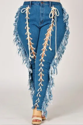 Lace Me Up Curve Skinny Jeans