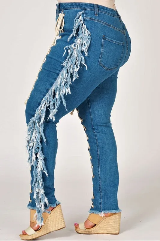 Lace Me Up Curve Skinny Jeans