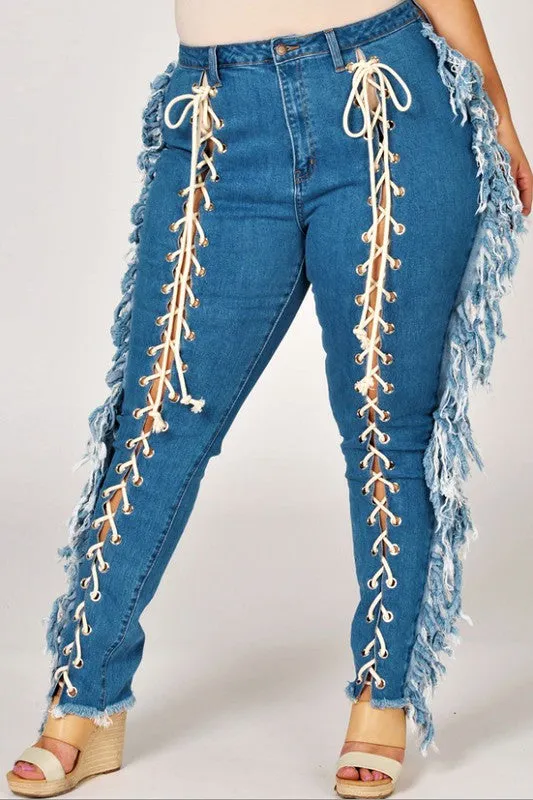 Lace Me Up Curve Skinny Jeans