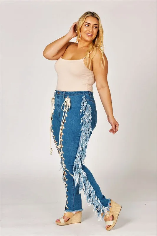 Lace Me Up Curve Skinny Jeans