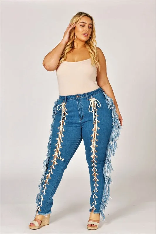Lace Me Up Curve Skinny Jeans