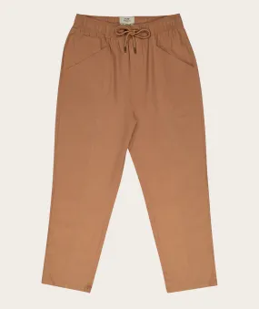 Ladies Linen Blend Drawcord Pants - Caramel