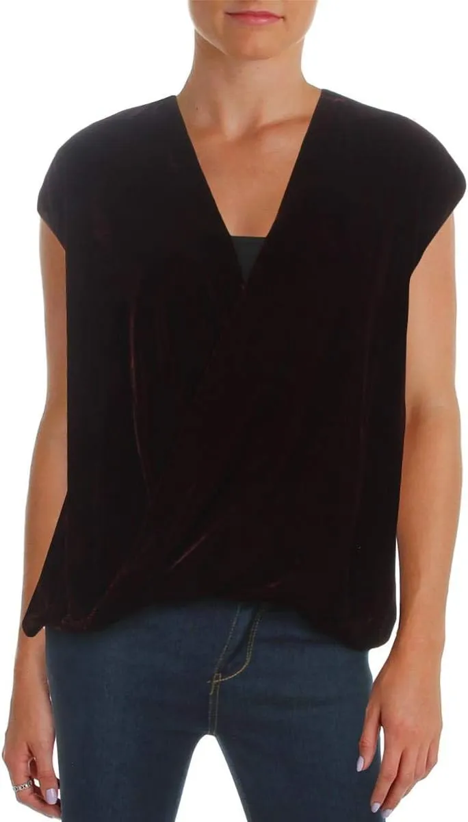 LAUREN RALPH LAUREN Petites' Cap Sleeve Wrap Blouse (Red Sangria, PL)