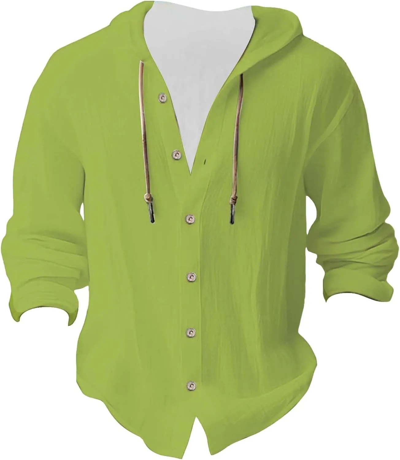 Linen Shirts for Men Lightweight Hoodie 2025 Long Sleeve Loose Fit Breathable Sports Button Big Tall Party Tops