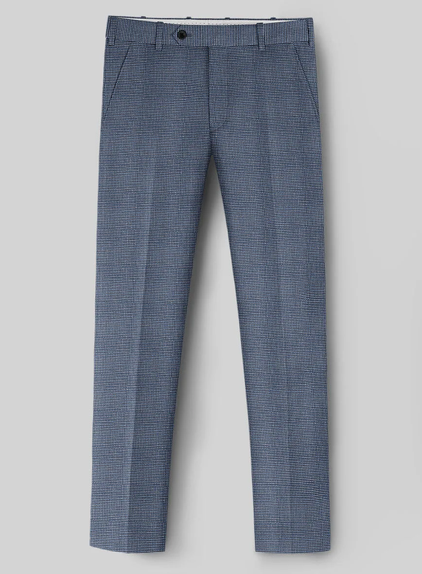 London Loom Blue Nailhead Wool Silk Linen Pants