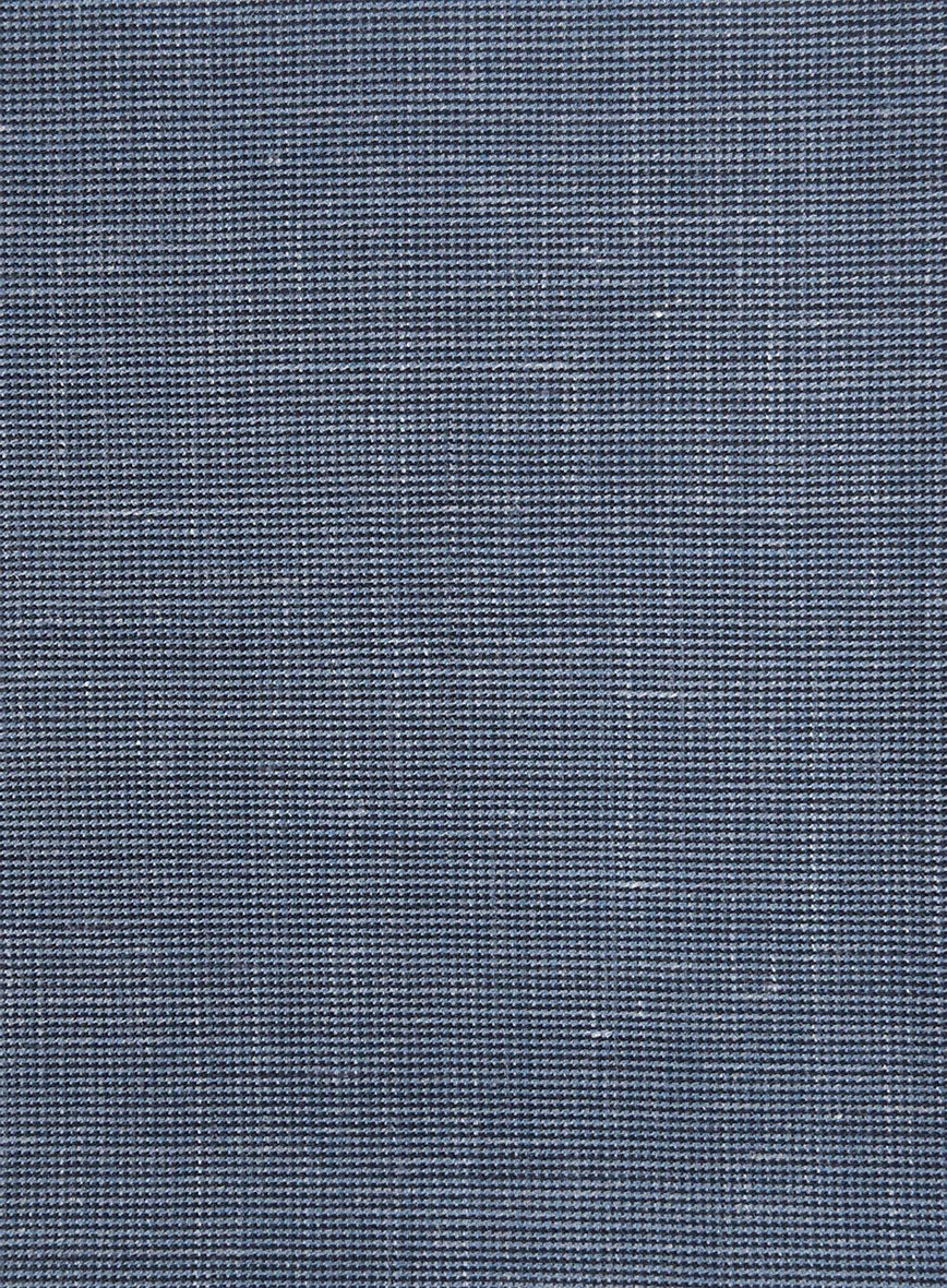 London Loom Blue Nailhead Wool Silk Linen Pants